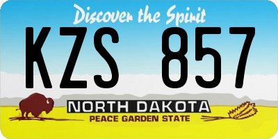 ND license plate KZS857