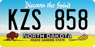 ND license plate KZS858