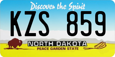 ND license plate KZS859