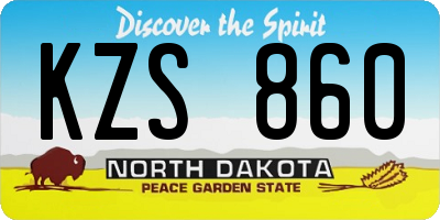 ND license plate KZS860