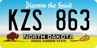 ND license plate KZS863