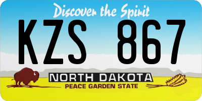 ND license plate KZS867