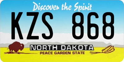 ND license plate KZS868