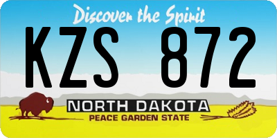 ND license plate KZS872