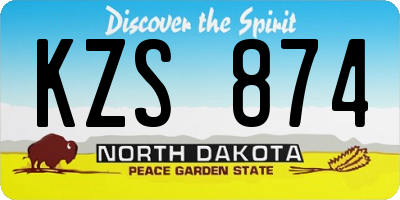 ND license plate KZS874
