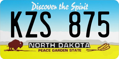 ND license plate KZS875