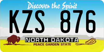 ND license plate KZS876