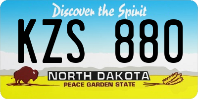ND license plate KZS880