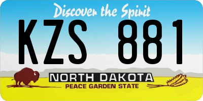 ND license plate KZS881