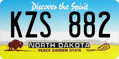 ND license plate KZS882