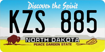 ND license plate KZS885