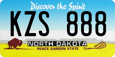 ND license plate KZS888