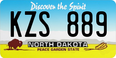 ND license plate KZS889