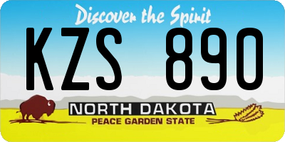ND license plate KZS890
