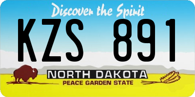 ND license plate KZS891