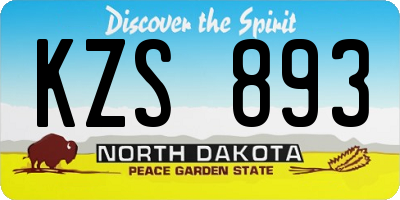 ND license plate KZS893