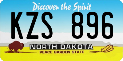 ND license plate KZS896