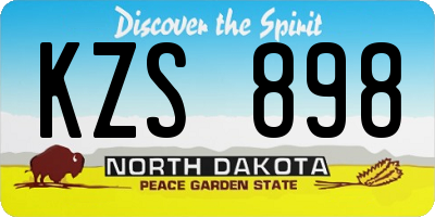 ND license plate KZS898