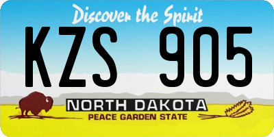 ND license plate KZS905