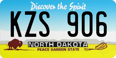 ND license plate KZS906