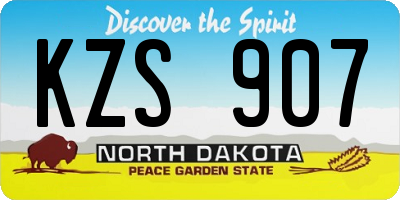 ND license plate KZS907
