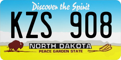 ND license plate KZS908