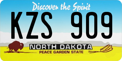 ND license plate KZS909