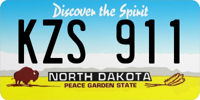 ND license plate KZS911