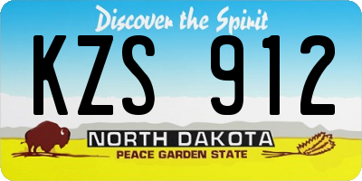 ND license plate KZS912