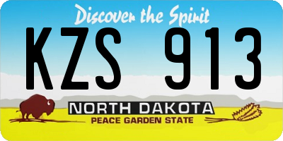 ND license plate KZS913