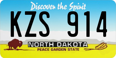 ND license plate KZS914