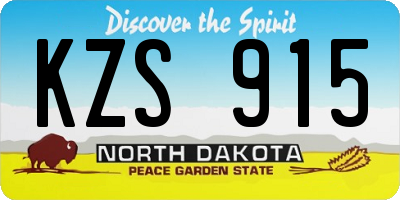 ND license plate KZS915