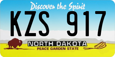 ND license plate KZS917