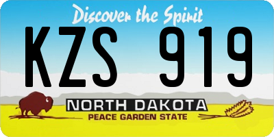 ND license plate KZS919