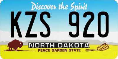 ND license plate KZS920