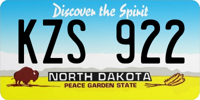 ND license plate KZS922