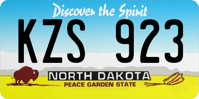 ND license plate KZS923