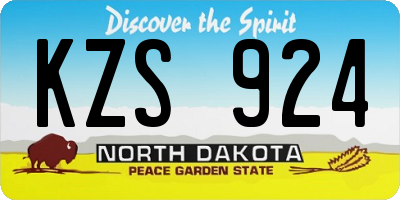 ND license plate KZS924