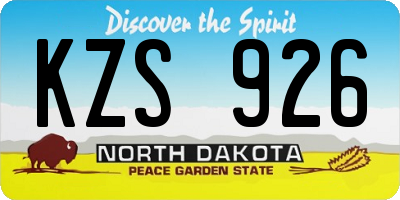 ND license plate KZS926