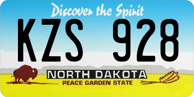 ND license plate KZS928