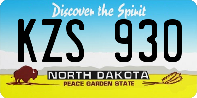 ND license plate KZS930