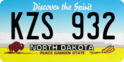 ND license plate KZS932