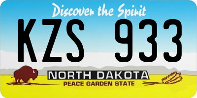 ND license plate KZS933