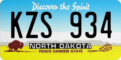 ND license plate KZS934