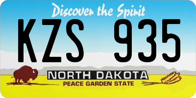 ND license plate KZS935