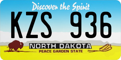 ND license plate KZS936