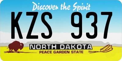 ND license plate KZS937