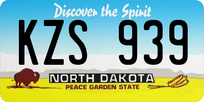 ND license plate KZS939