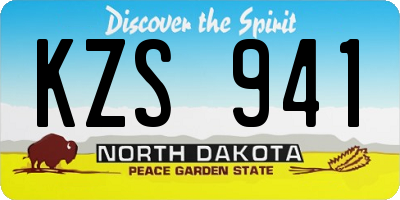 ND license plate KZS941