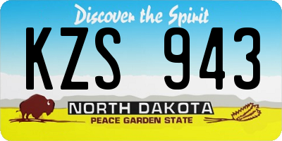 ND license plate KZS943